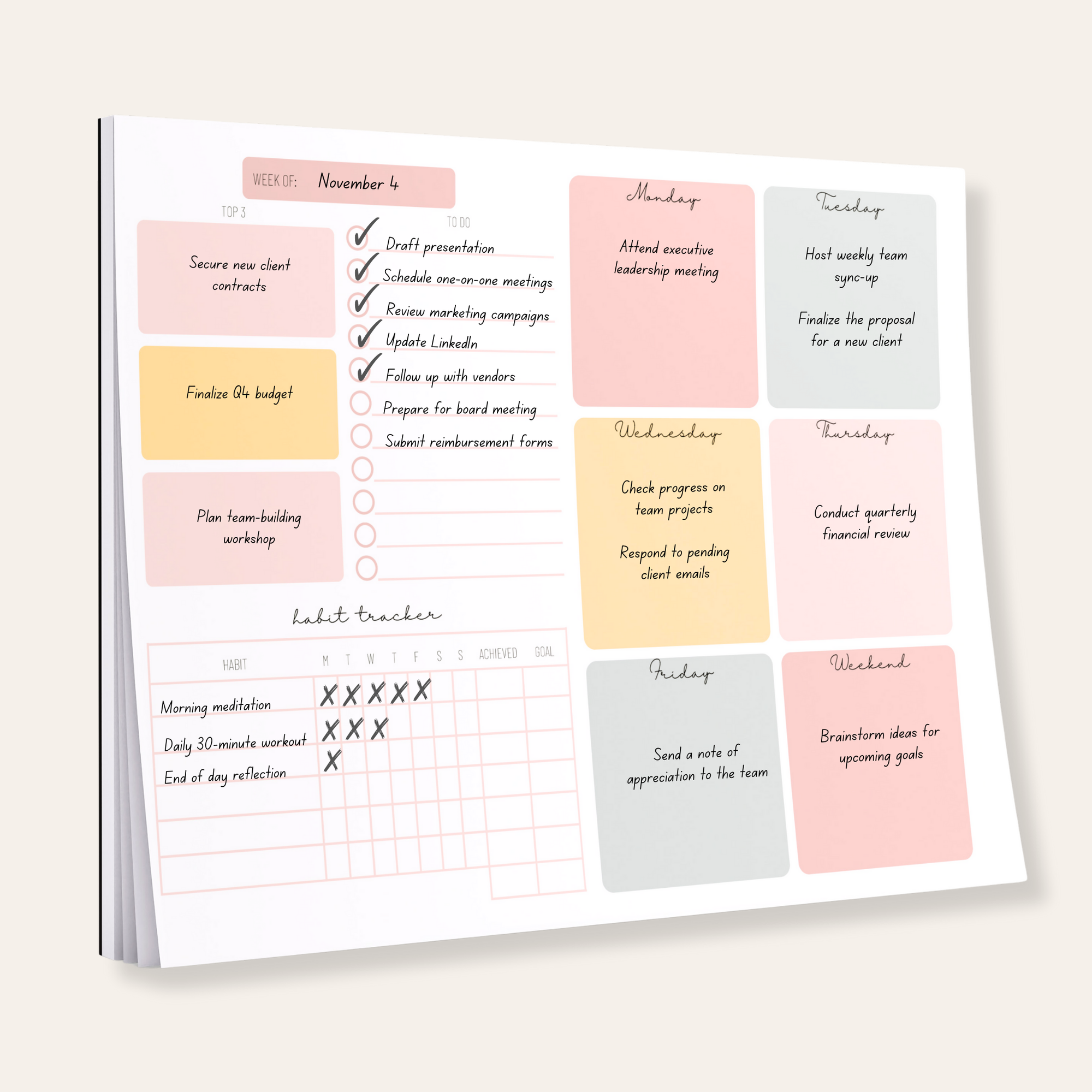 Weekly Planner Notepad