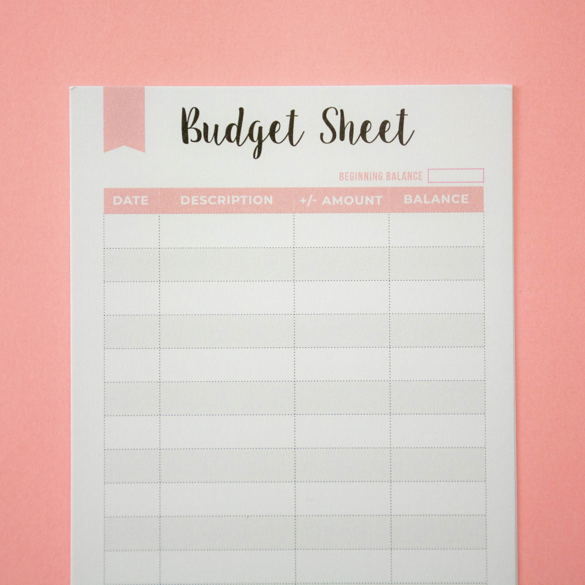 Budget Sheets
