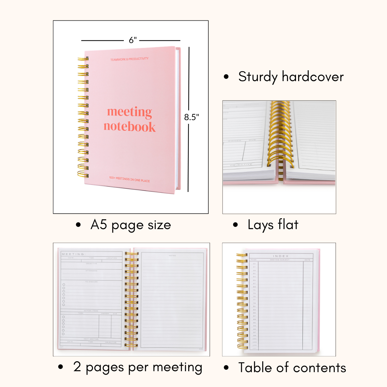 Meeting Notebook For Work – Project Planner, Work Organization & Productivity Tool